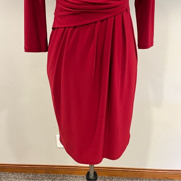 Chaps faux wrap long sleeves knee formal mini dress size small - Picture 5 of 13